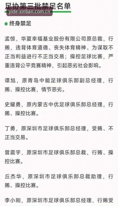 中国足协禁足名单深度对比——终身禁赛vs五年禁赛：谁在毁掉中国足球？